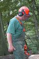Click to see it big Ich mit Kettensäge, Impression aus dem Wald